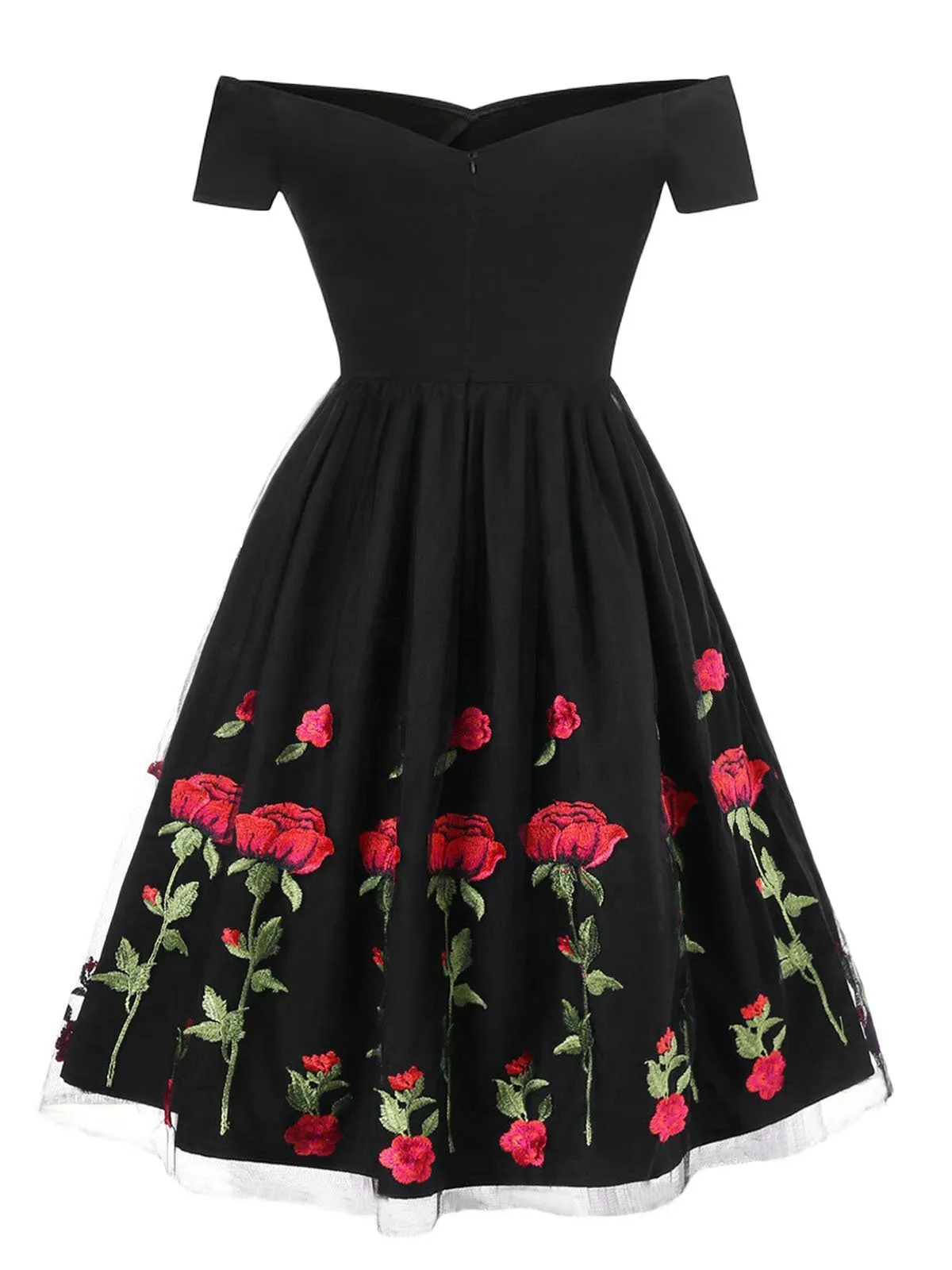 1950s Rose Embroidery Dress