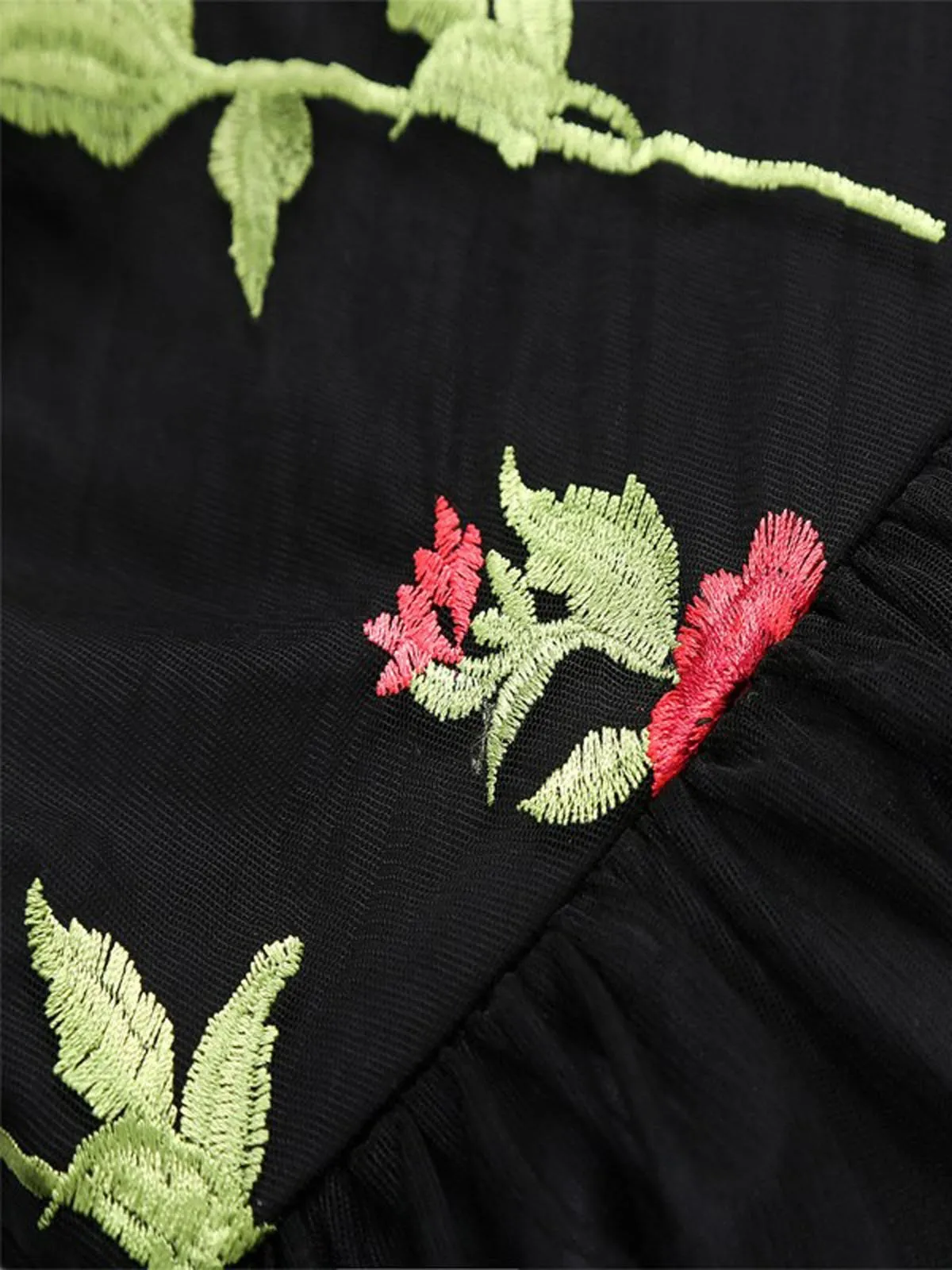 1950s Rose Embroidery Dress