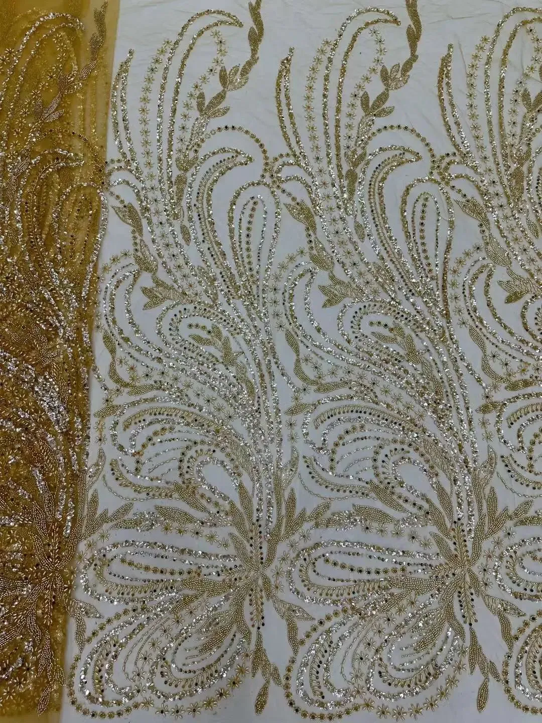 5 YARDS / 10 COLORS / Jelamone Floral Sequin Beaded Embroidery Tulle Mesh Lace Dress Fabric