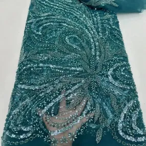 5 YARDS / 10 COLORS / Jelamone Floral Sequin Beaded Embroidery Tulle Mesh Lace Dress Fabric