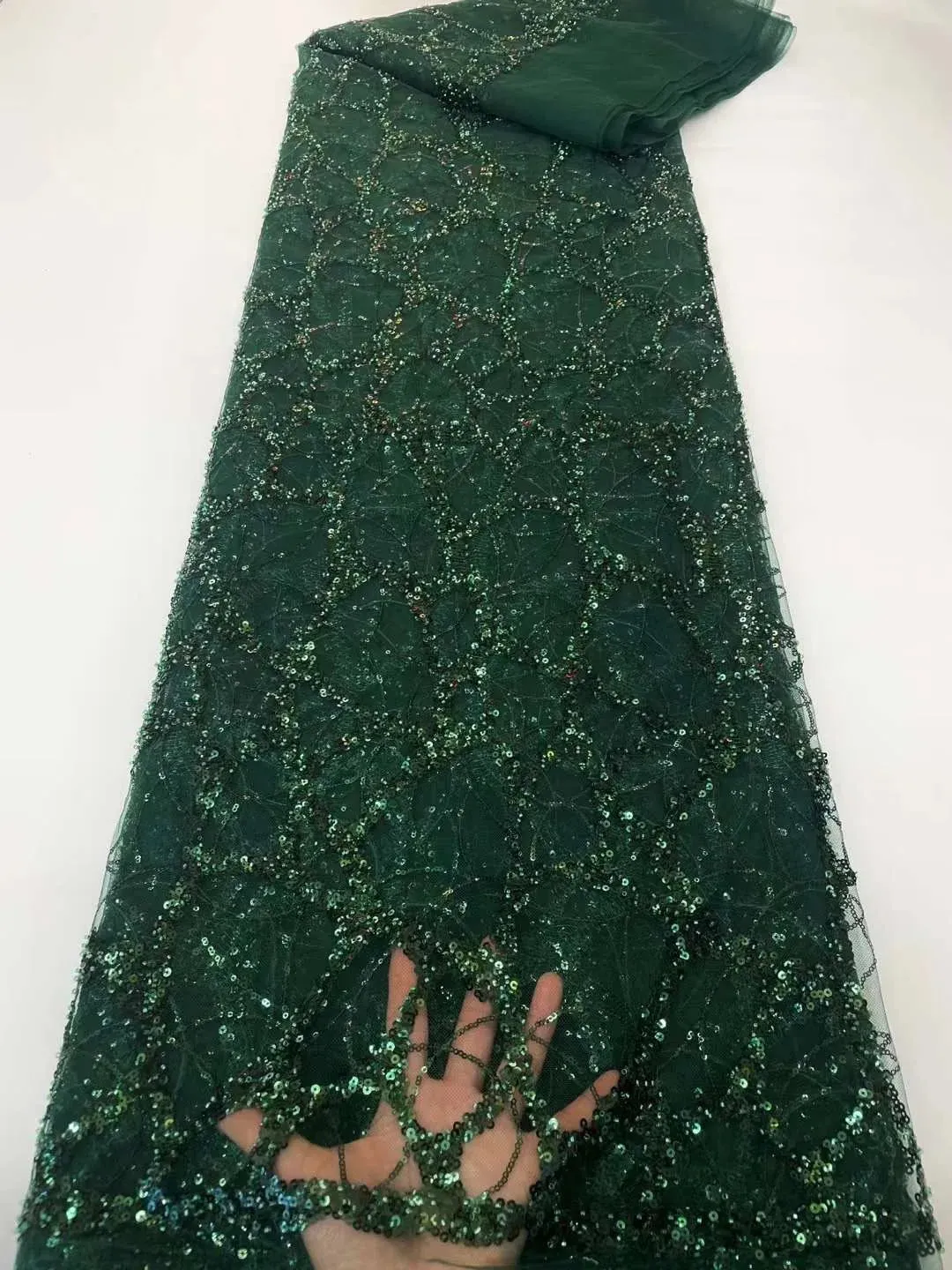 5 YARDS / 10 COLORS / Kelimasn Floral Sequin Beaded Embroidery Tulle Mesh Lace Dress Fabric