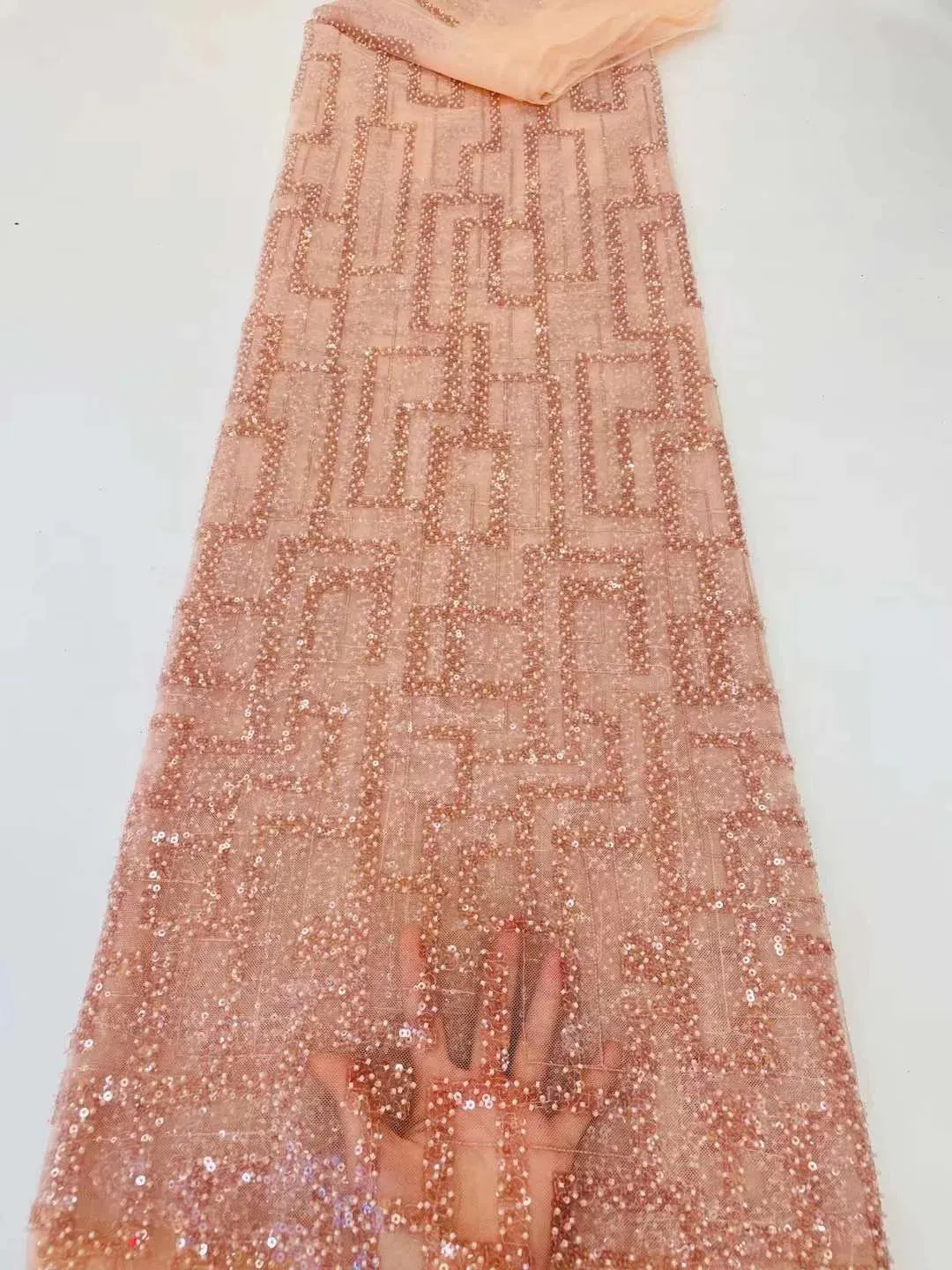 5 YARDS / 10 COLORS / Kelimasn Floral Sequin Beaded Embroidery Tulle Mesh Lace Dress Fabric