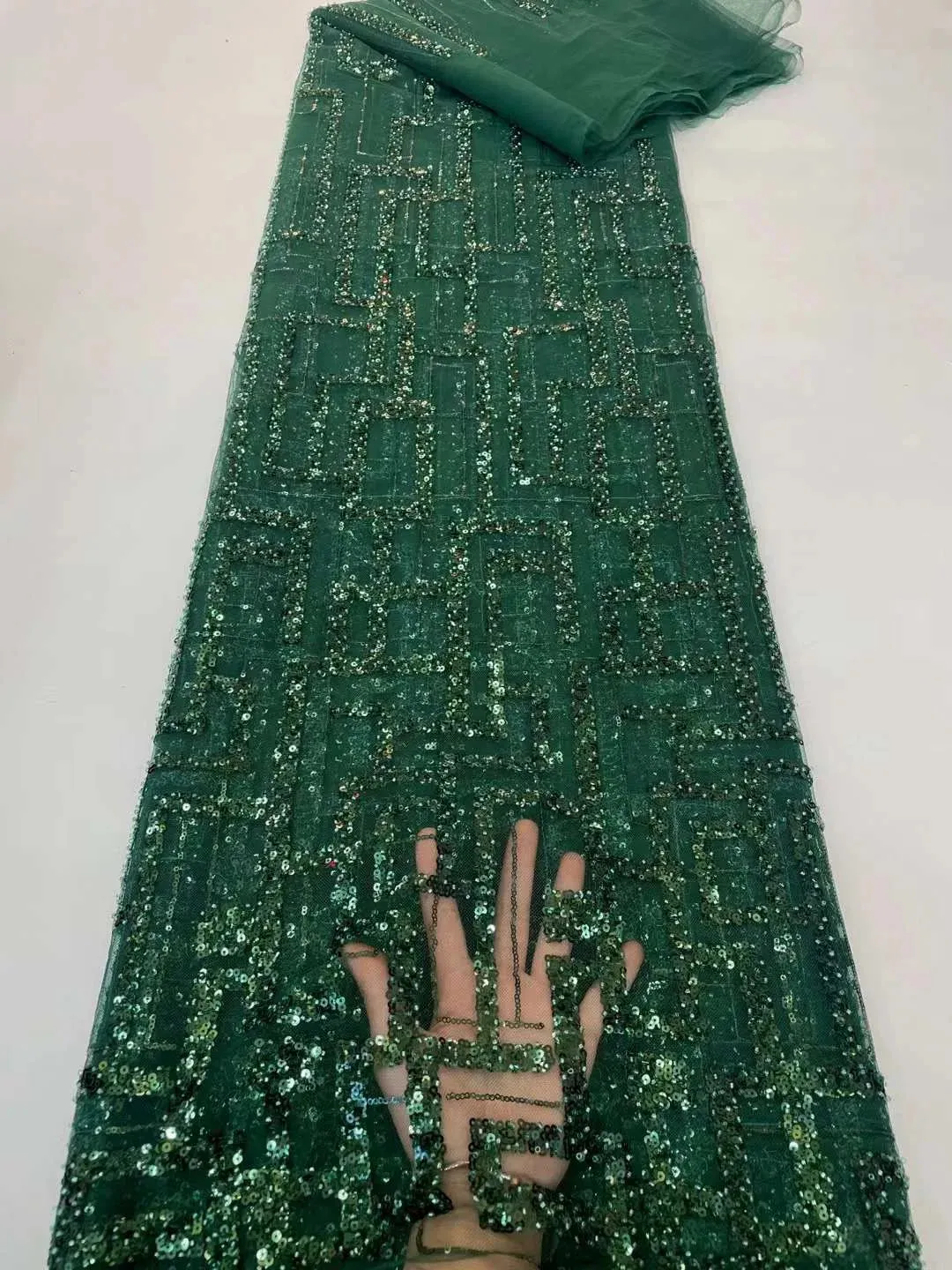 5 YARDS / 10 COLORS / Kelimasn Floral Sequin Beaded Embroidery Tulle Mesh Lace Dress Fabric