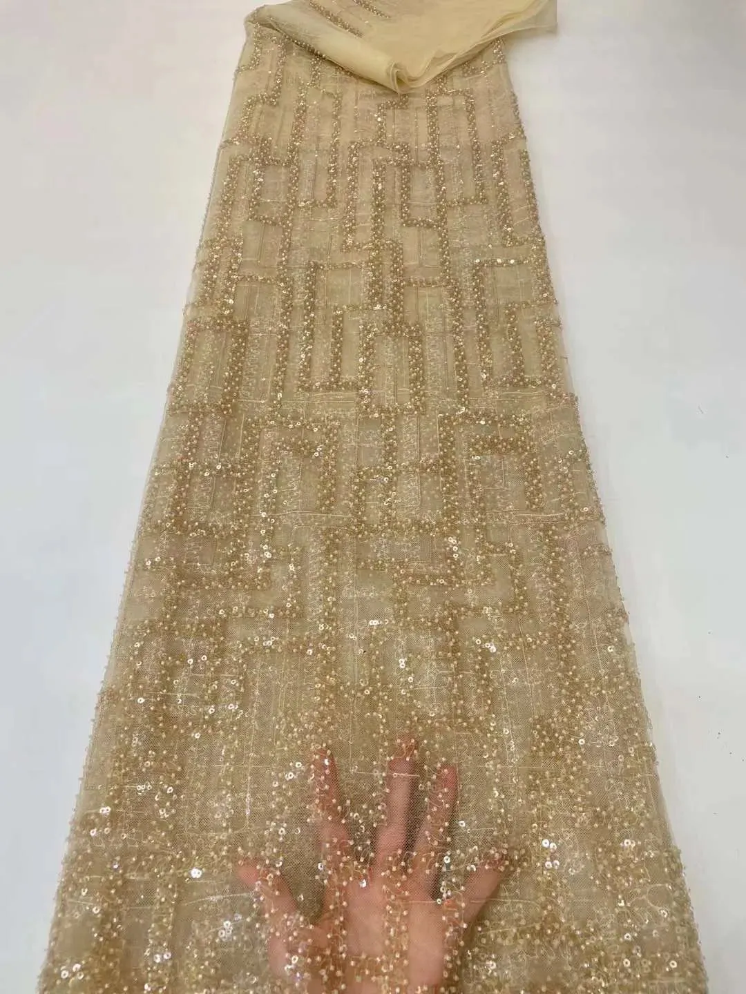 5 YARDS / 10 COLORS / Kelimasn Floral Sequin Beaded Embroidery Tulle Mesh Lace Dress Fabric