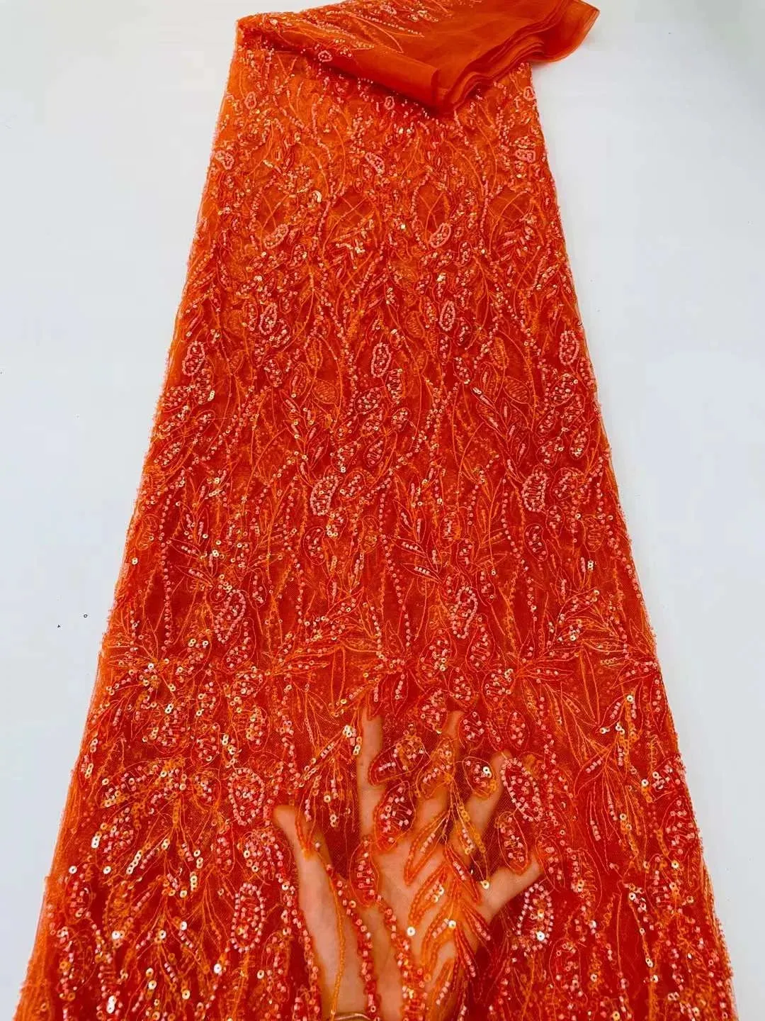 5 YARDS / 10 COLORS / Kelimasn Floral Sequin Beaded Embroidery Tulle Mesh Lace Dress Fabric