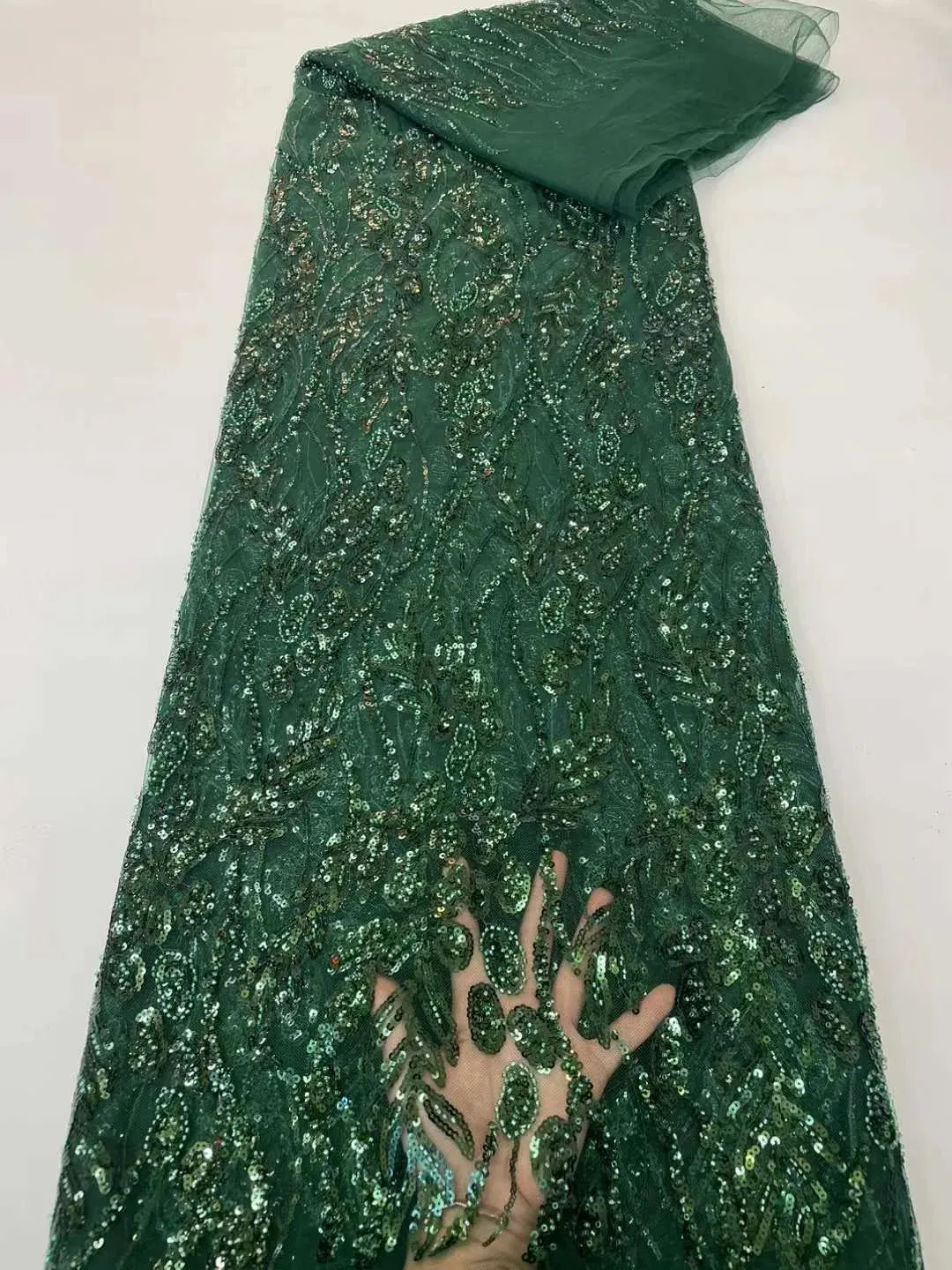5 YARDS / 10 COLORS / Kelimasn Floral Sequin Beaded Embroidery Tulle Mesh Lace Dress Fabric