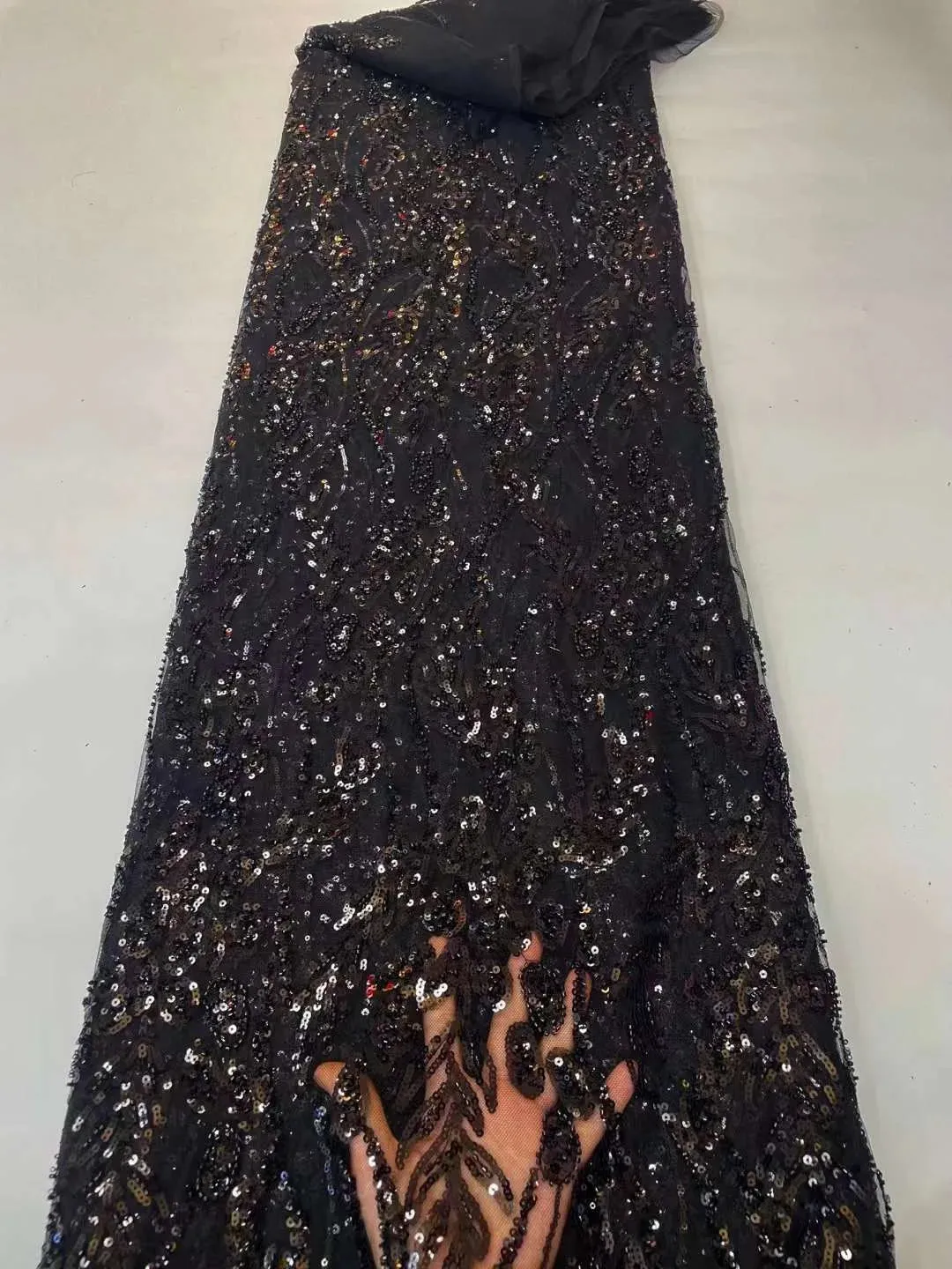 5 YARDS / 10 COLORS / Kelimasn Floral Sequin Beaded Embroidery Tulle Mesh Lace Dress Fabric