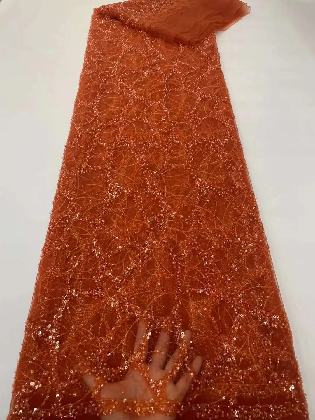 5 YARDS / 10 COLORS / Kelimasn Floral Sequin Beaded Embroidery Tulle Mesh Lace Dress Fabric