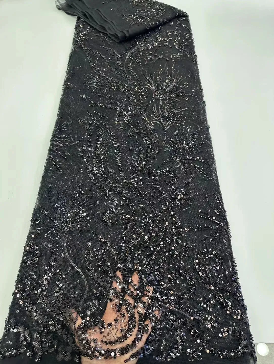 5 YARDS / 10 COLORS / Kelimasn Floral Sequin Beaded Embroidery Tulle Mesh Lace Dress Fabric