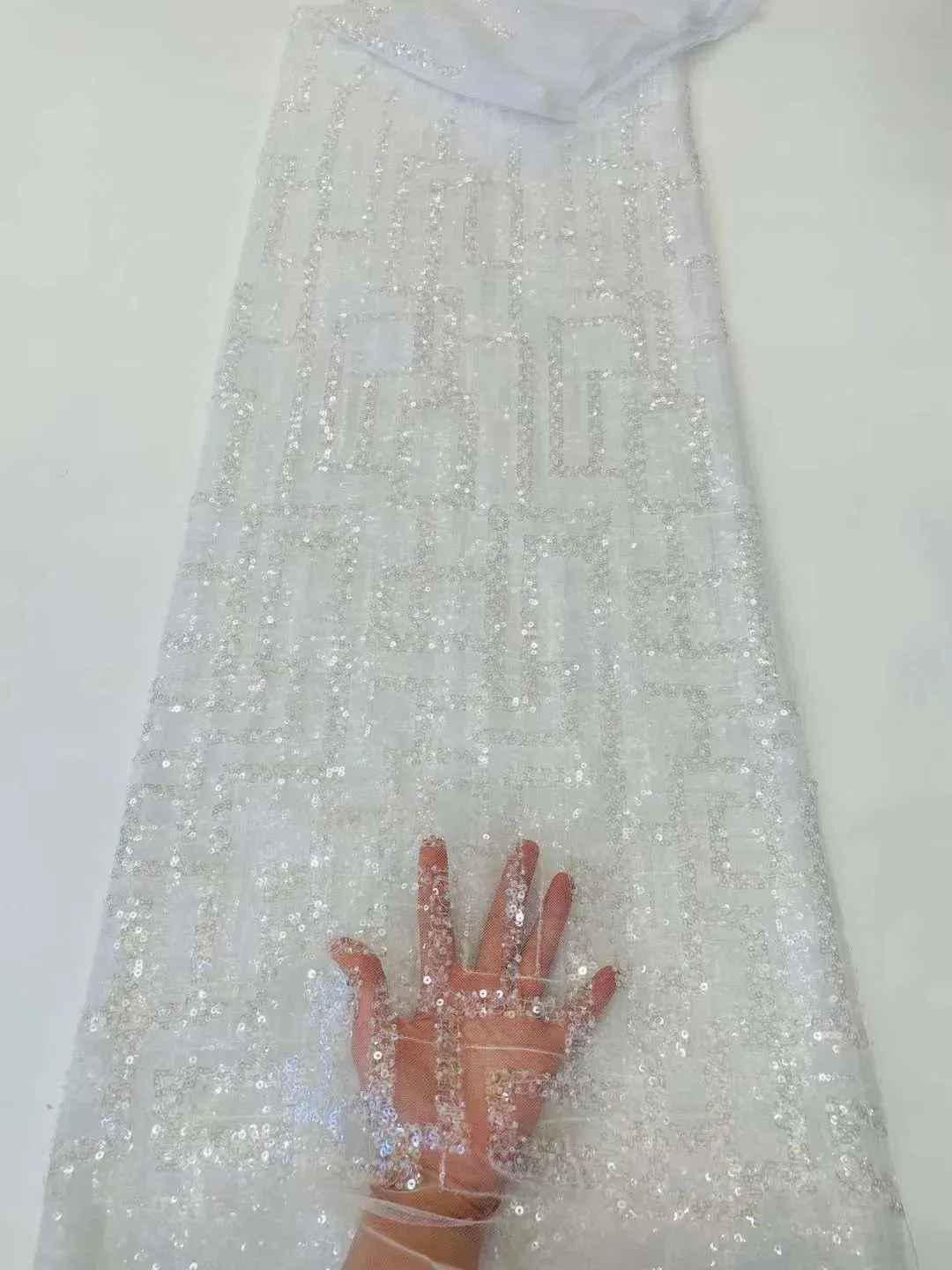5 YARDS / 10 COLORS / Kelimasn Floral Sequin Beaded Embroidery Tulle Mesh Lace Dress Fabric