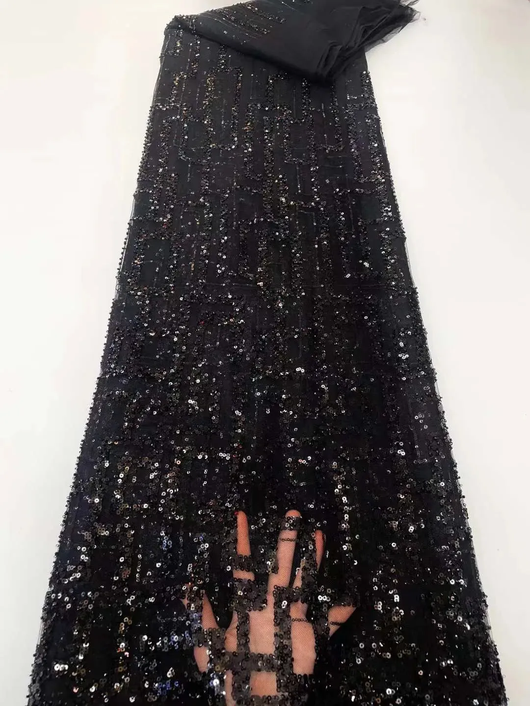 5 YARDS / 10 COLORS / Kelimasn Floral Sequin Beaded Embroidery Tulle Mesh Lace Dress Fabric