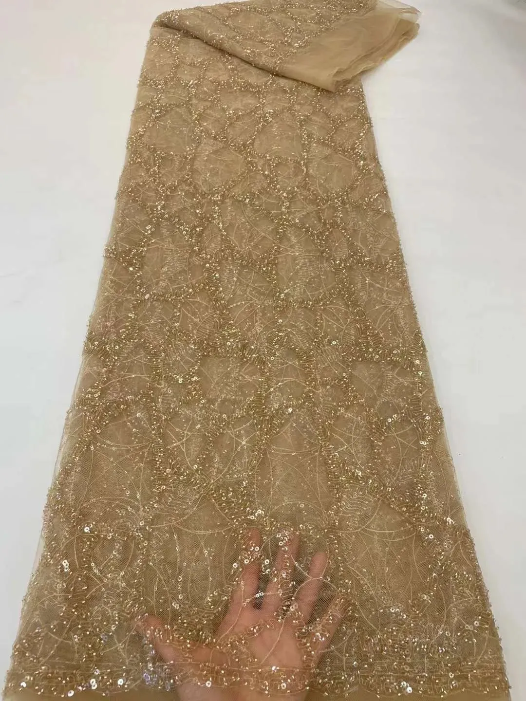 5 YARDS / 10 COLORS / Kelimasn Floral Sequin Beaded Embroidery Tulle Mesh Lace Dress Fabric