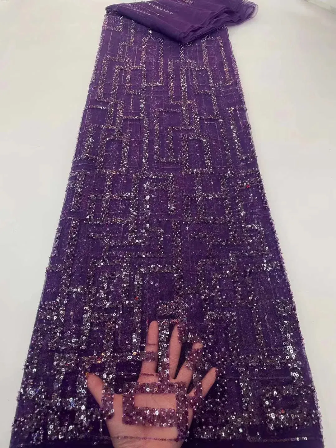 5 YARDS / 10 COLORS / Kelimasn Floral Sequin Beaded Embroidery Tulle Mesh Lace Dress Fabric