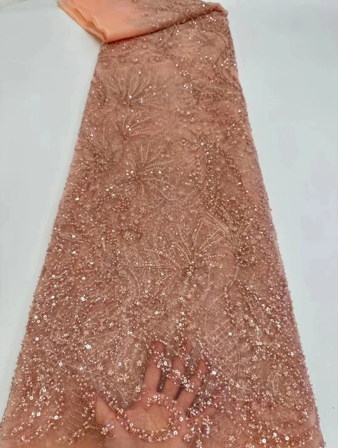 5 YARDS / 10 COLORS / Kelimasn Floral Sequin Beaded Embroidery Tulle Mesh Lace Dress Fabric