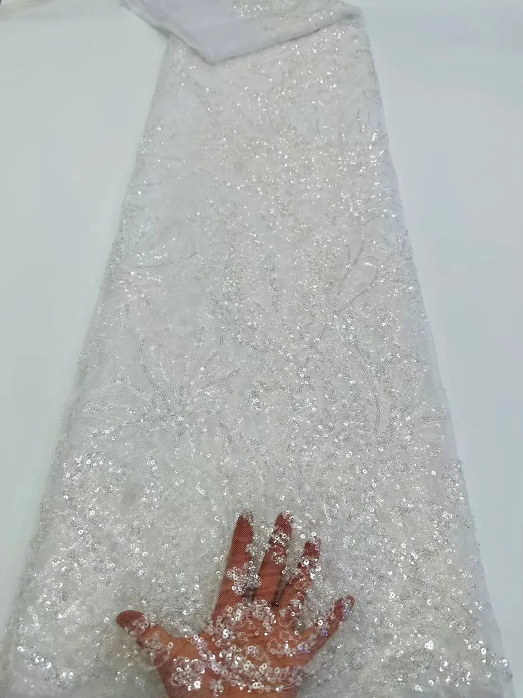 5 YARDS / 10 COLORS / Kelimasn Floral Sequin Beaded Embroidery Tulle Mesh Lace Dress Fabric
