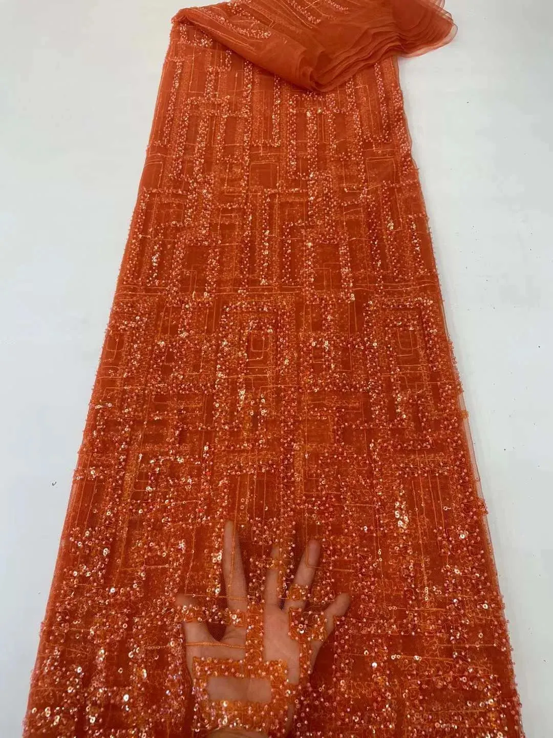 5 YARDS / 10 COLORS / Kelimasn Floral Sequin Beaded Embroidery Tulle Mesh Lace Dress Fabric