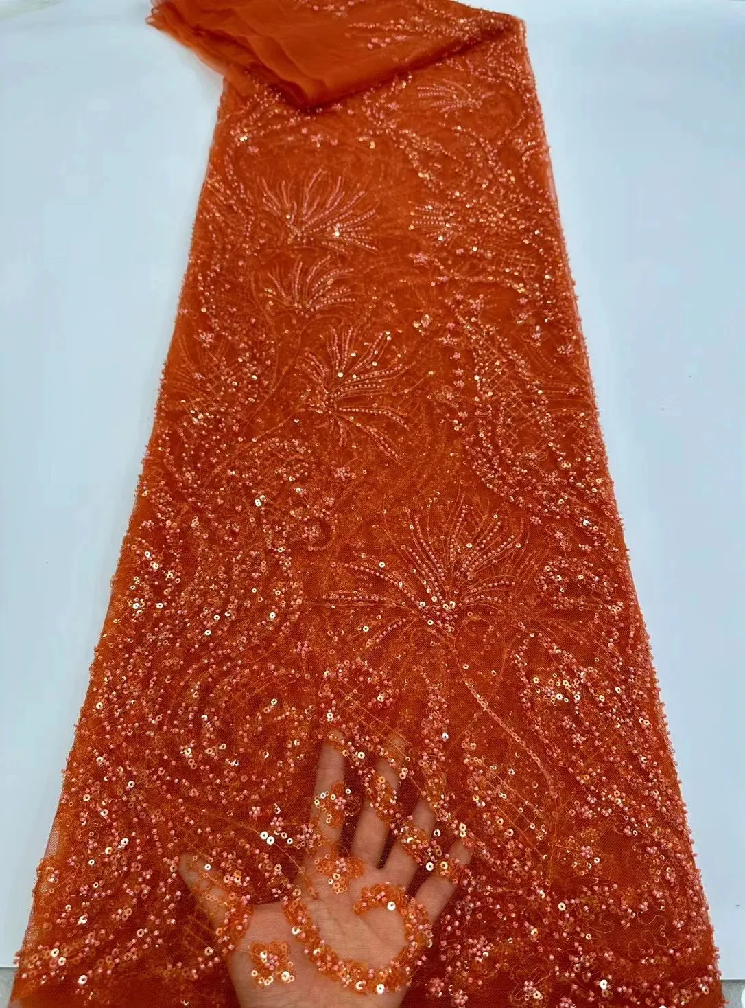 5 YARDS / 10 COLORS / Kelimasn Floral Sequin Beaded Embroidery Tulle Mesh Lace Dress Fabric
