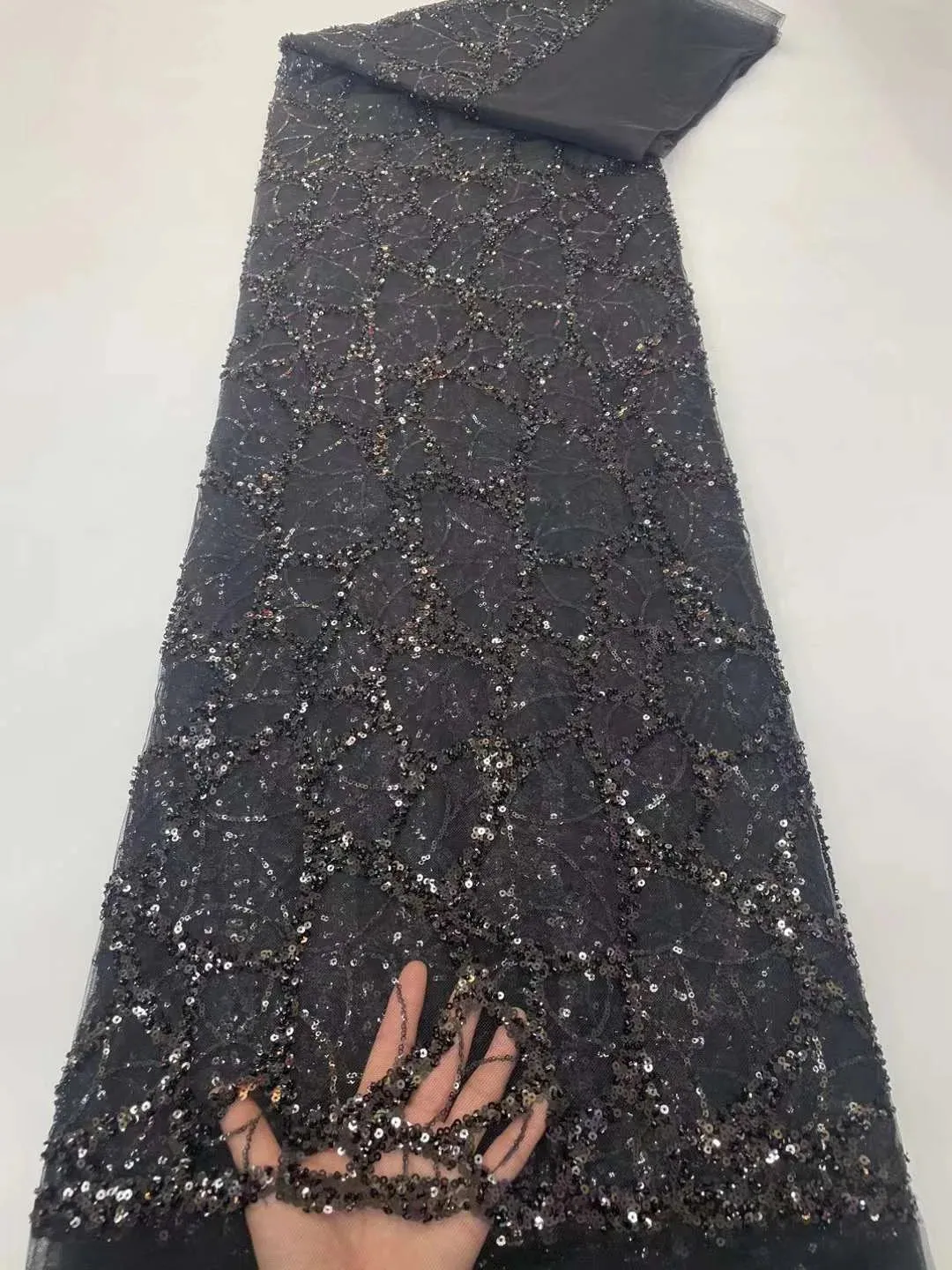 5 YARDS / 10 COLORS / Kelimasn Floral Sequin Beaded Embroidery Tulle Mesh Lace Dress Fabric