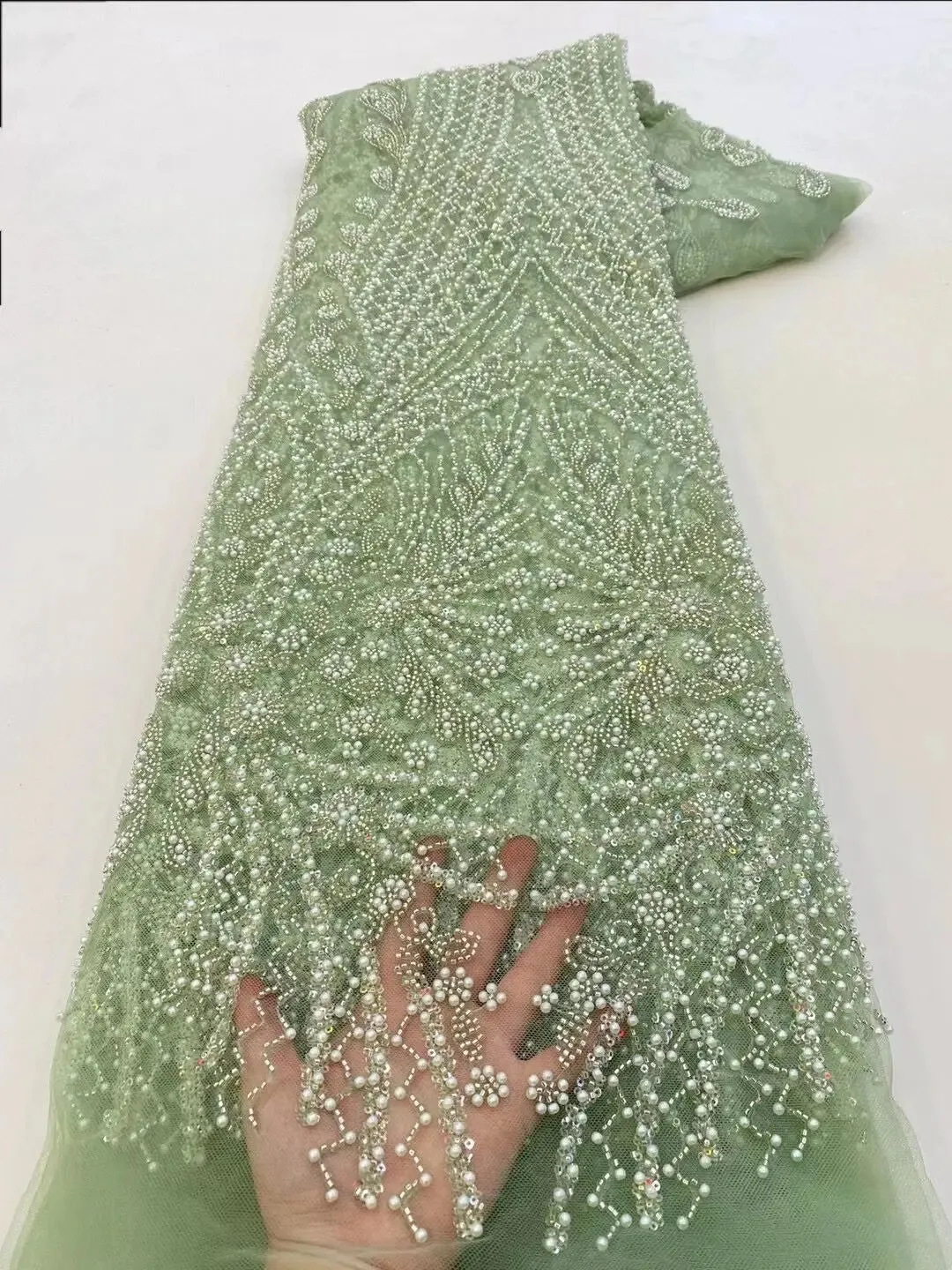 5 YARDS / 10 COLORS / Pelisae Sequin Beaded Embroidery Tulle Mesh Lace Dress Fabric