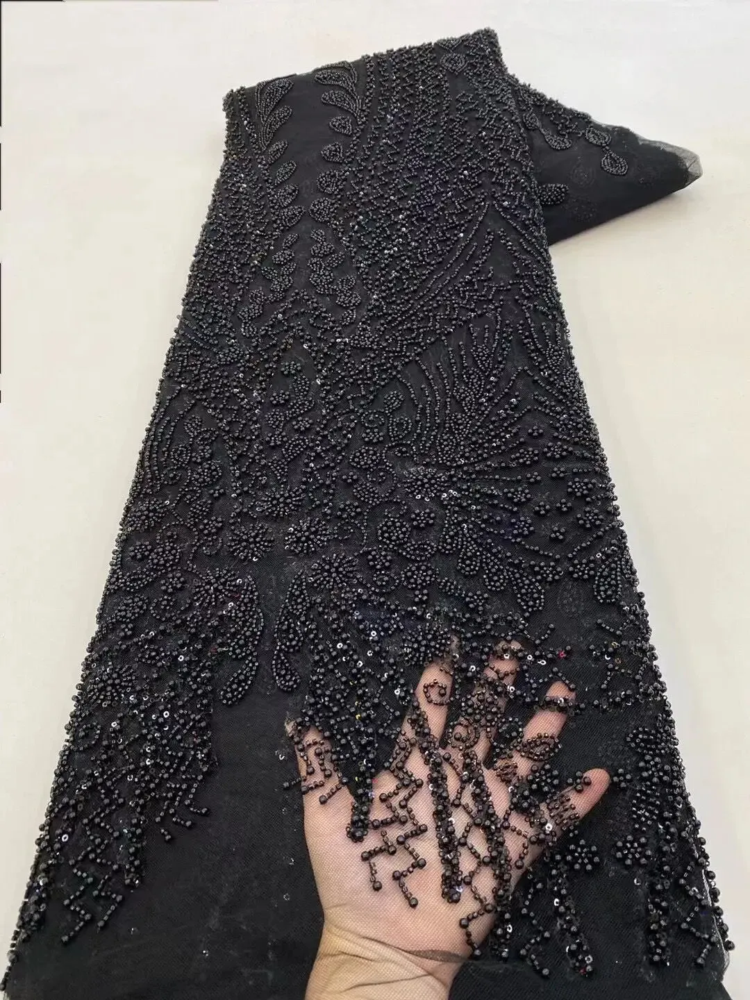 5 YARDS / 10 COLORS / Pelisae Sequin Beaded Embroidery Tulle Mesh Lace Dress Fabric