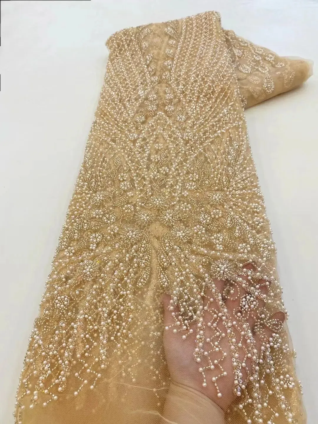 5 YARDS / 10 COLORS / Pelisae Sequin Beaded Embroidery Tulle Mesh Lace Dress Fabric