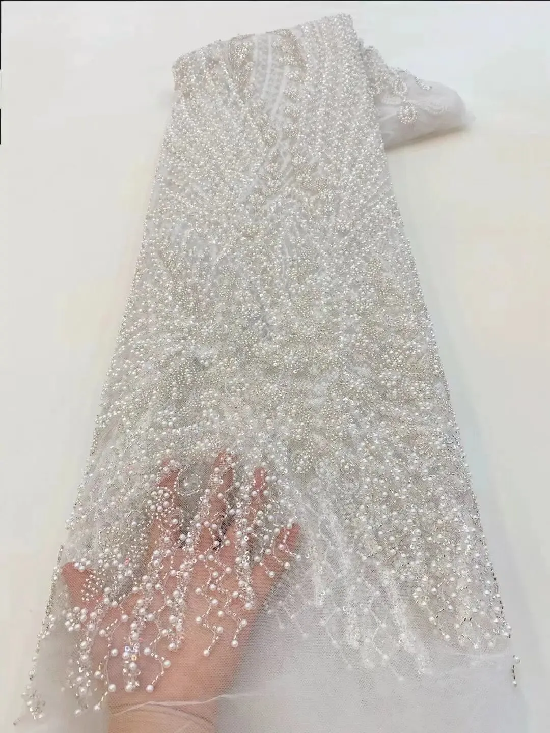 5 YARDS / 10 COLORS / Pelisae Sequin Beaded Embroidery Tulle Mesh Lace Dress Fabric