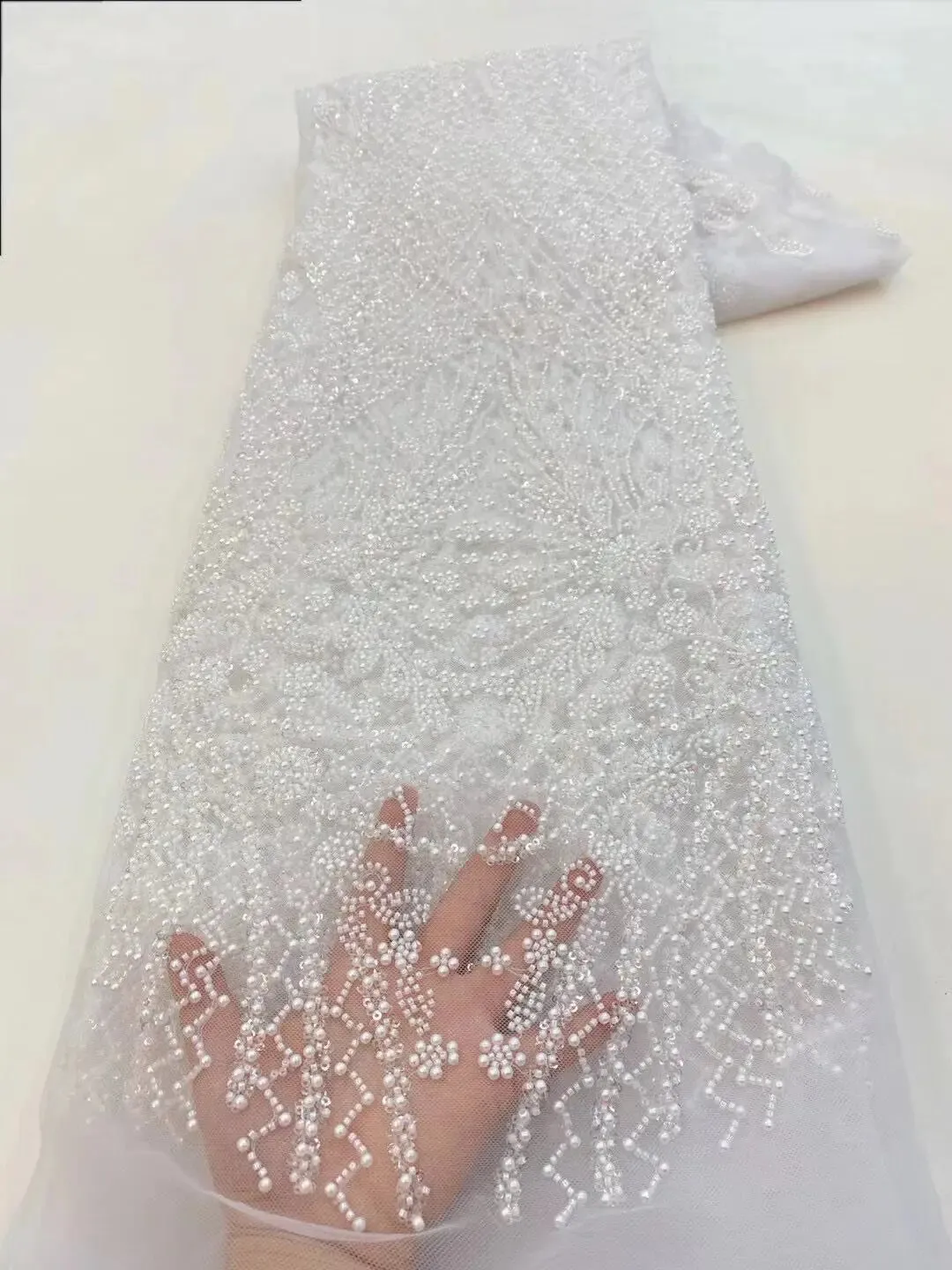 5 YARDS / 10 COLORS / Pelisae Sequin Beaded Embroidery Tulle Mesh Lace Dress Fabric