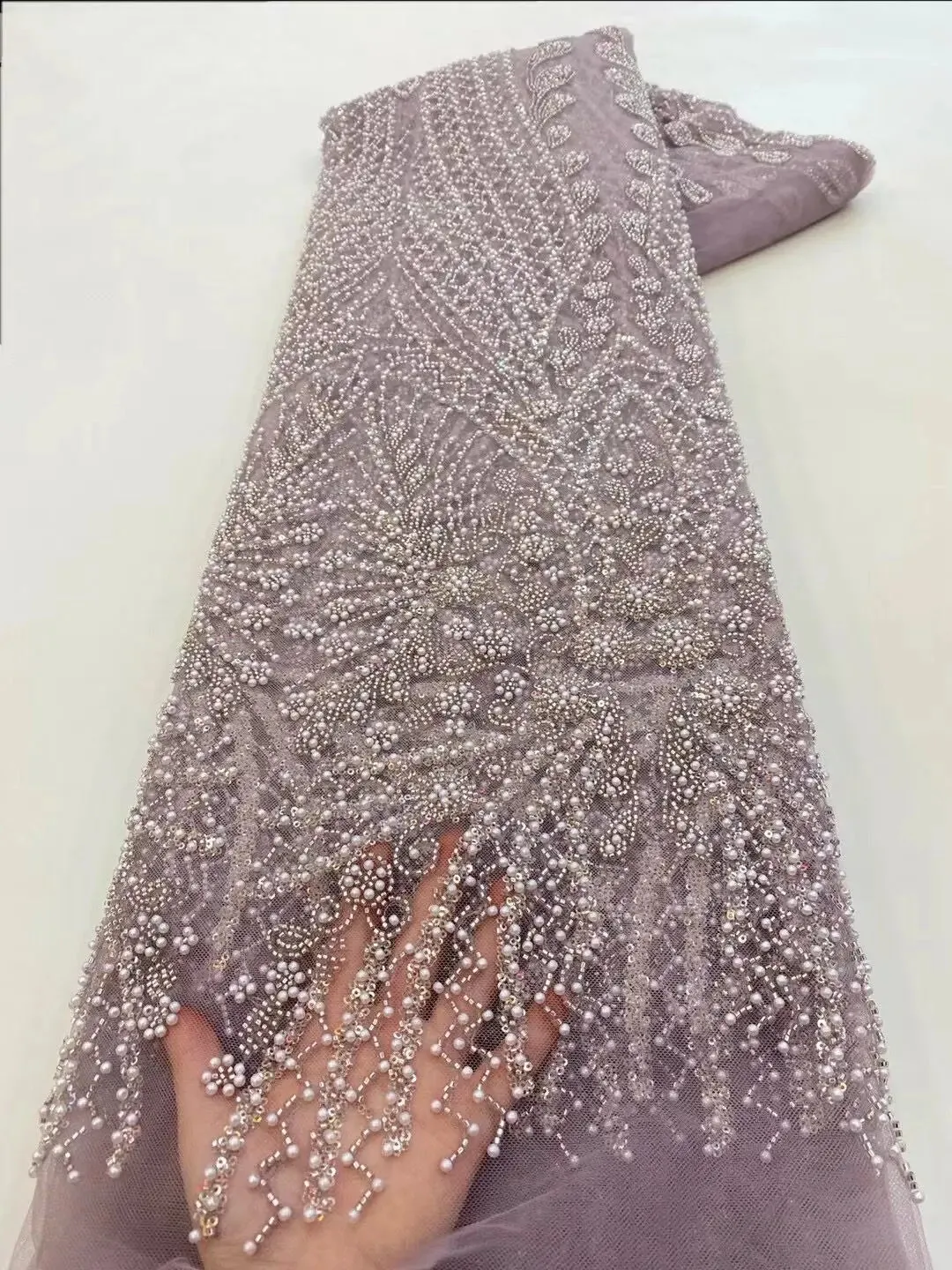 5 YARDS / 10 COLORS / Pelisae Sequin Beaded Embroidery Tulle Mesh Lace Dress Fabric