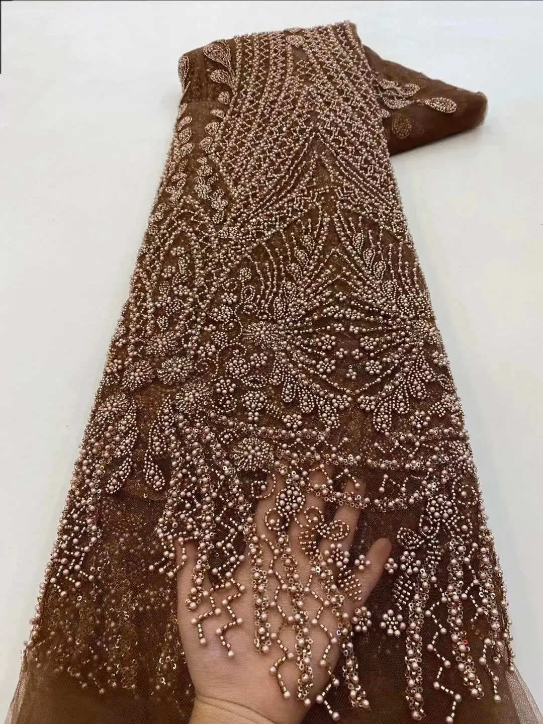 5 YARDS / 10 COLORS / Pelisae Sequin Beaded Embroidery Tulle Mesh Lace Dress Fabric