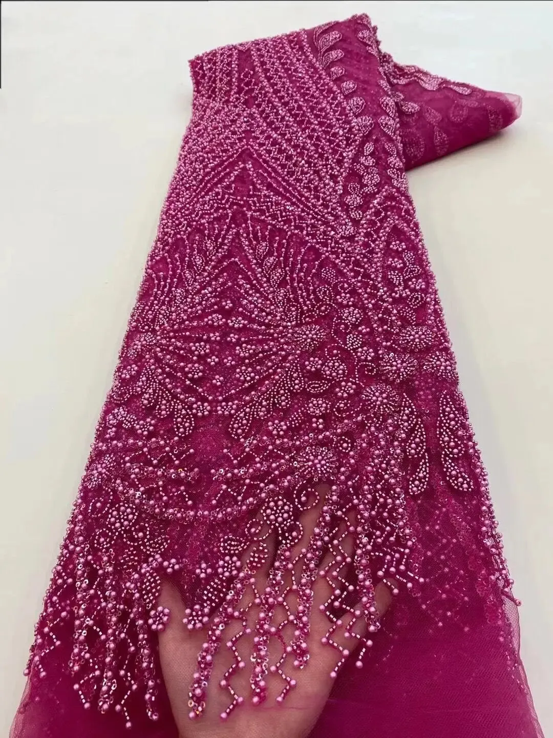5 YARDS / 10 COLORS / Pelisae Sequin Beaded Embroidery Tulle Mesh Lace Dress Fabric
