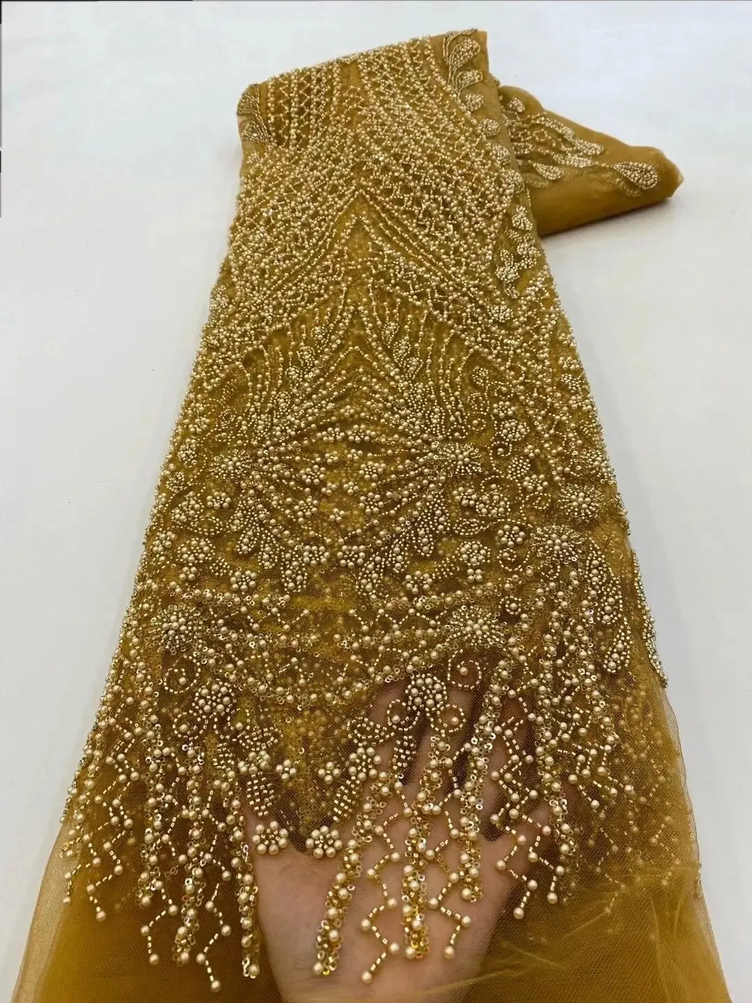 5 YARDS / 10 COLORS / Pelisae Sequin Beaded Embroidery Tulle Mesh Lace Dress Fabric
