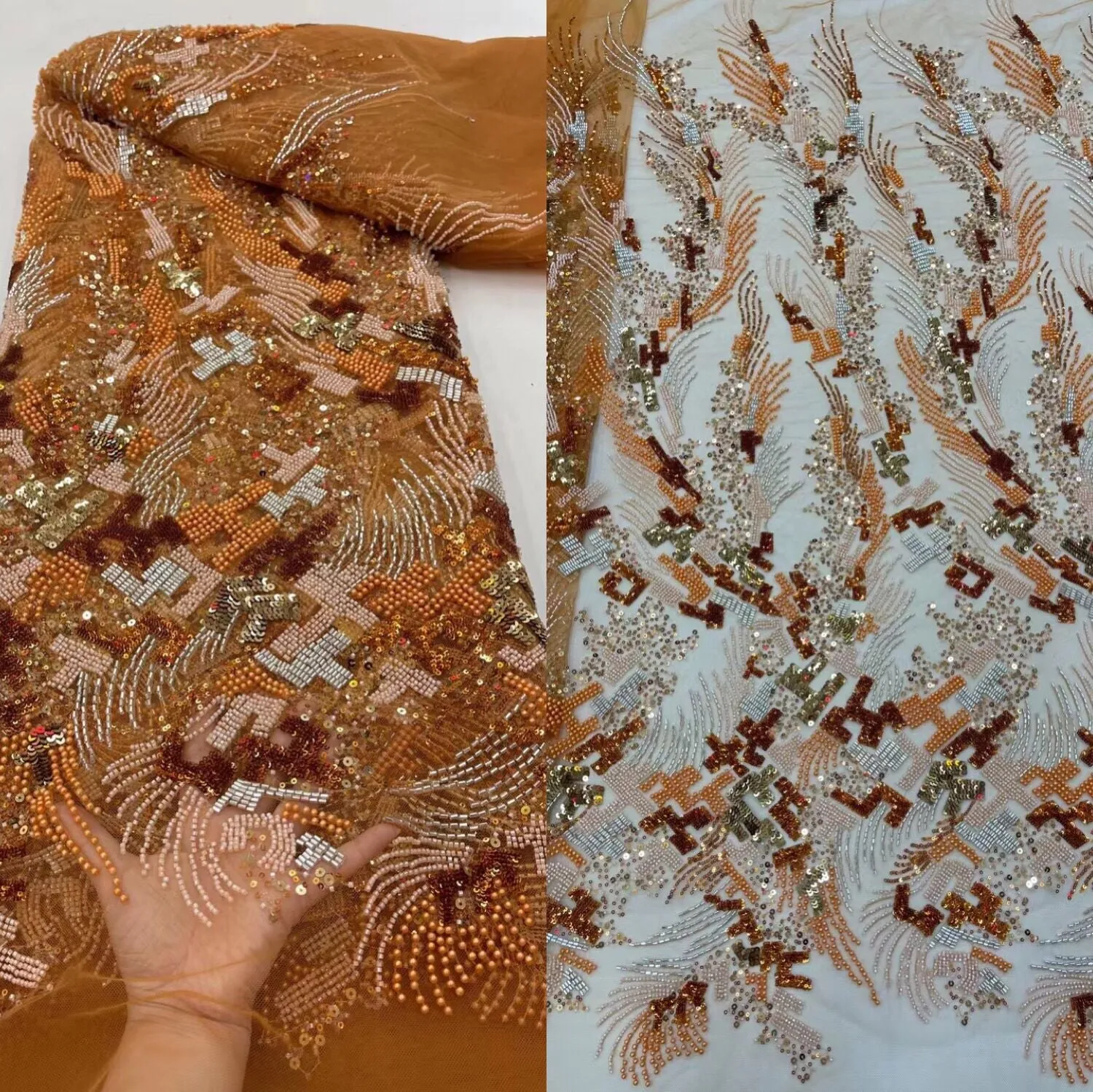 5 YARDS / 13 COLORS / Eleanor Floral Beaded Embroidery Glitter Mesh Lace  Party Prom Bridal Dress Fabric