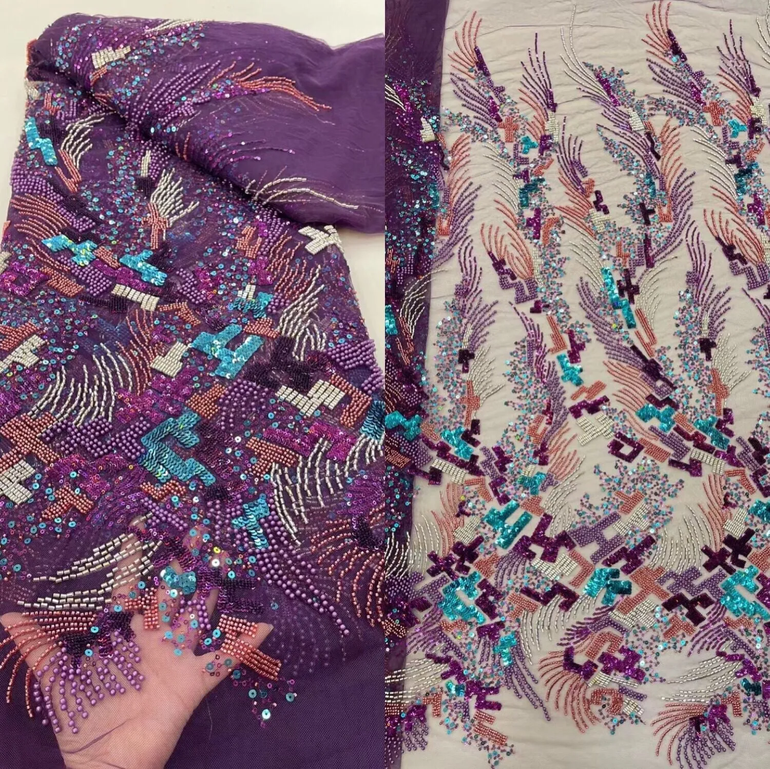5 YARDS / 13 COLORS / Eleanor Floral Beaded Embroidery Glitter Mesh Lace  Party Prom Bridal Dress Fabric