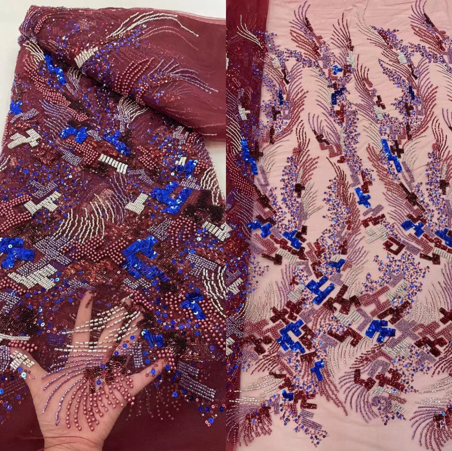 5 YARDS / 13 COLORS / Eleanor Floral Beaded Embroidery Glitter Mesh Lace  Party Prom Bridal Dress Fabric