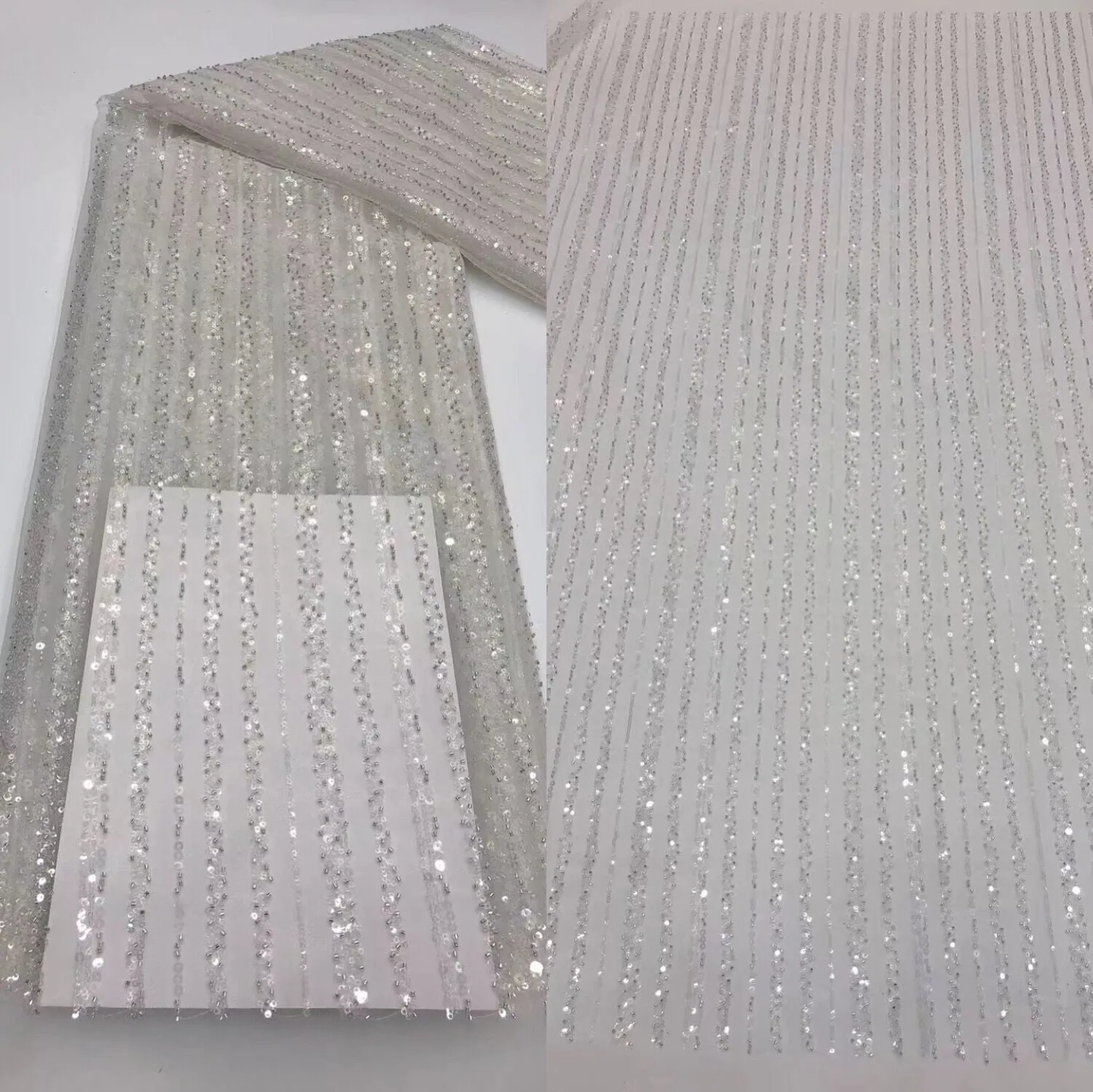 5 YARDS / 18 COLORS / Antonia Floral Beaded Glitter Embroidery Mesh Lace  Party Prom Bridal Dress Fabric
