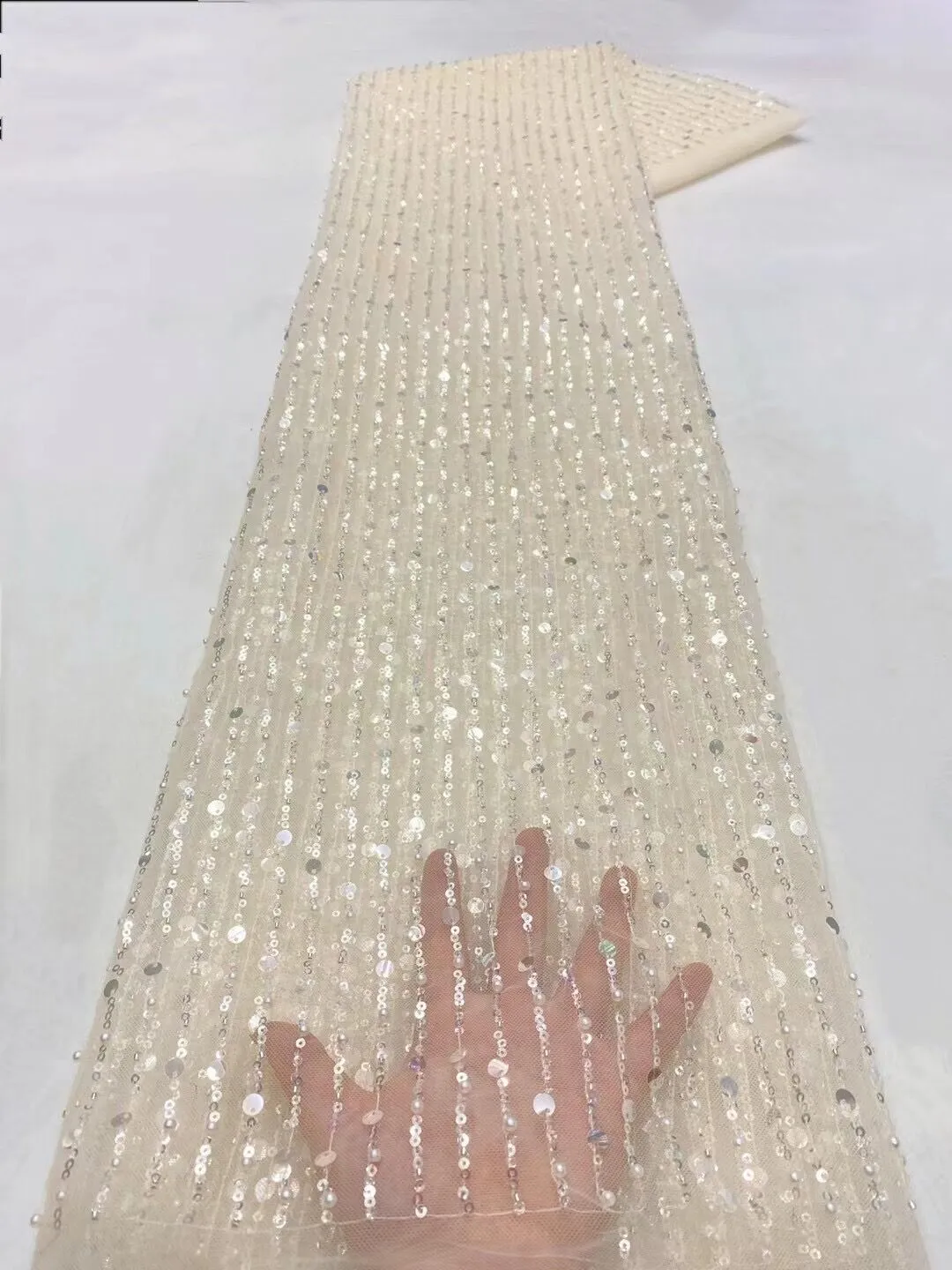 5 YARDS / 18 COLORS / Antonia Floral Beaded Glitter Embroidery Mesh Lace  Party Prom Bridal Dress Fabric