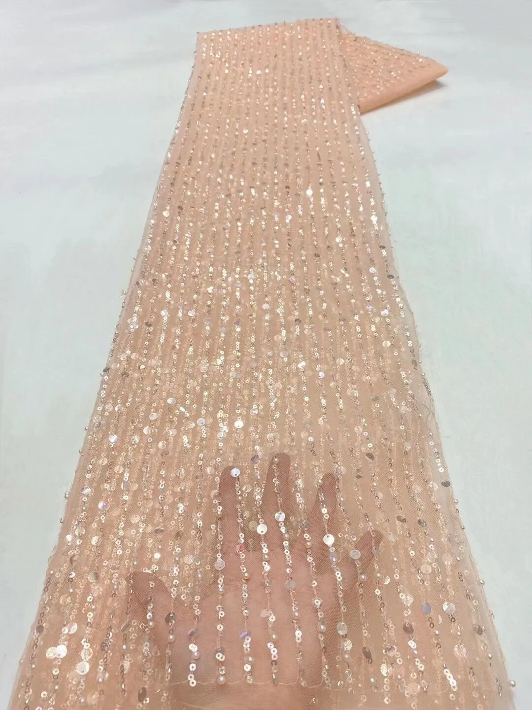 5 YARDS / 18 COLORS / Antonia Floral Beaded Glitter Embroidery Mesh Lace  Party Prom Bridal Dress Fabric