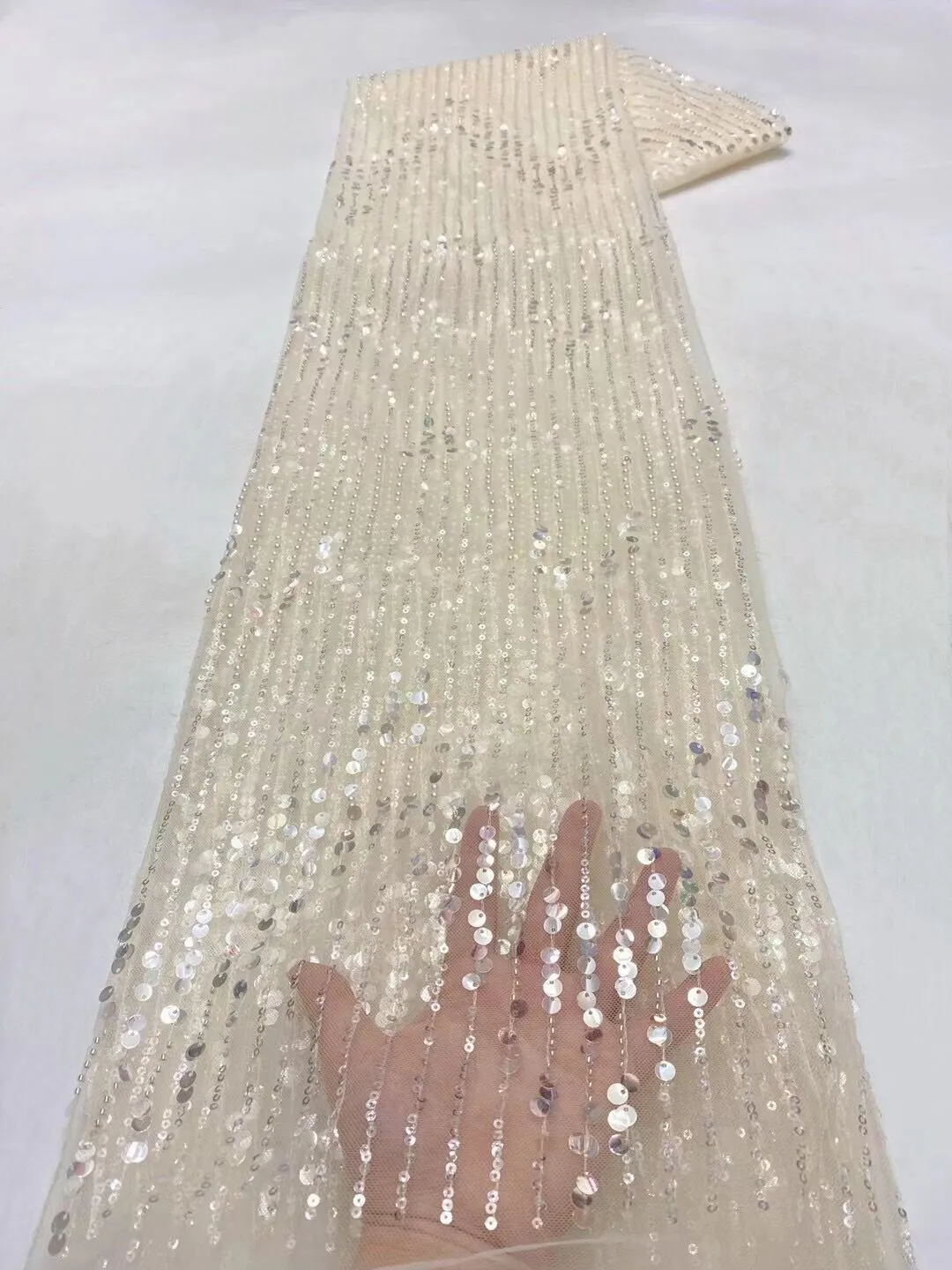 5 YARDS / 18 COLORS / Antonia Floral Beaded Glitter Embroidery Mesh Lace  Party Prom Bridal Dress Fabric