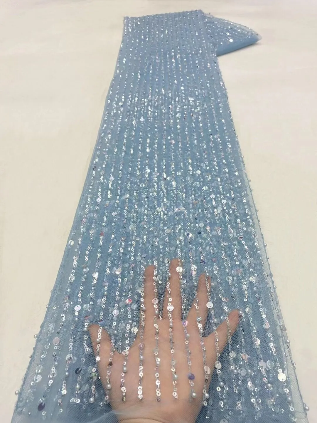 5 YARDS / 18 COLORS / Antonia Floral Beaded Glitter Embroidery Mesh Lace  Party Prom Bridal Dress Fabric