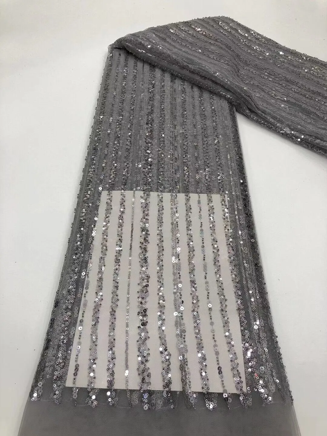 5 YARDS / 18 COLORS / Antonia Floral Beaded Glitter Embroidery Mesh Lace  Party Prom Bridal Dress Fabric
