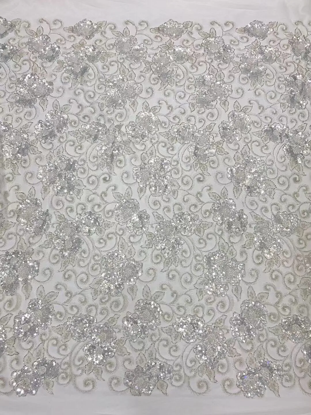 5 YARDS / 2 COLORS / Cécile Beaded Embroidery Glitter Mesh Lace  Party Prom Bridal Dress Fabric