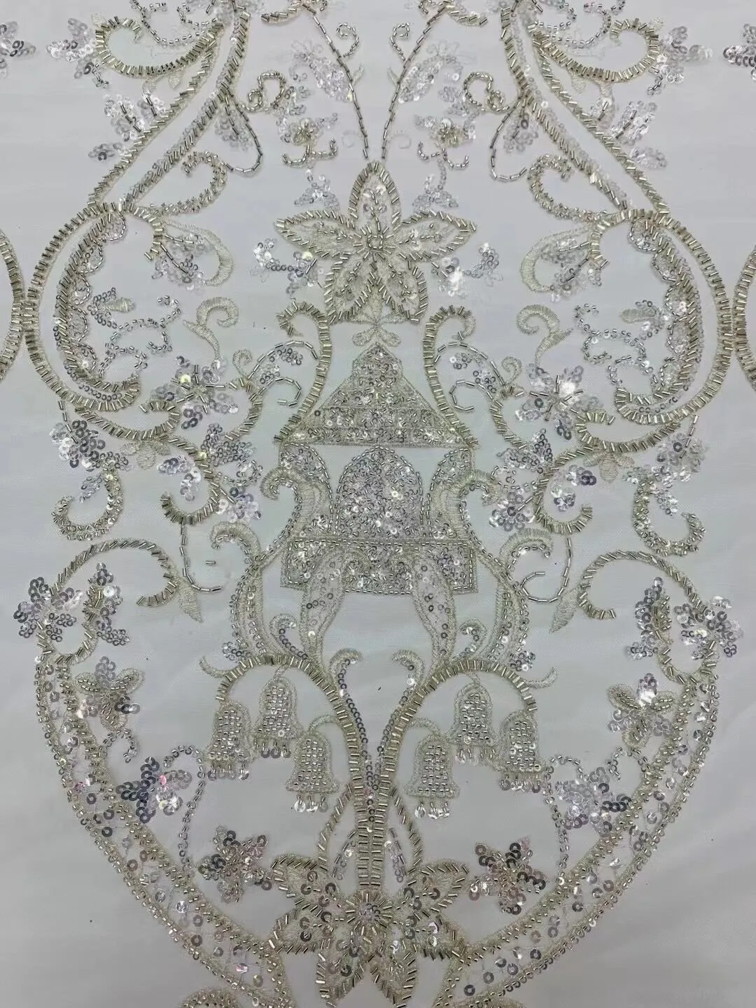 5 YARDS / 2 COLORS / Romena Royal Floral Beaded Embroidery Glitter Mesh Lace  Party Prom Bridal Dress Fabric