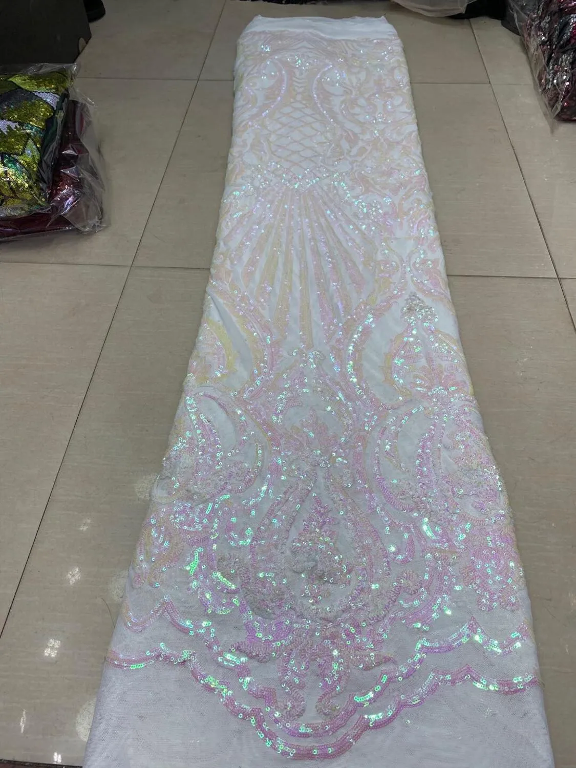 5 YARDS / 2 COLORS / Tiris Regal Iridescent Burnout Velvet Embroidery Tulle Mesh Lace Party Prom Bridal Dress Fabric