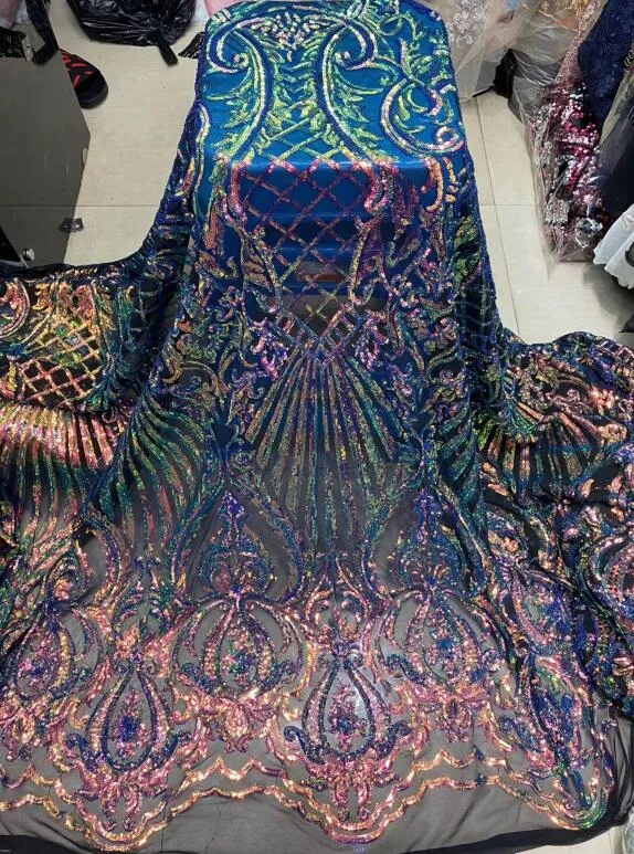 5 YARDS / 2 COLORS / Tiris Regal Iridescent Burnout Velvet Embroidery Tulle Mesh Lace Party Prom Bridal Dress Fabric