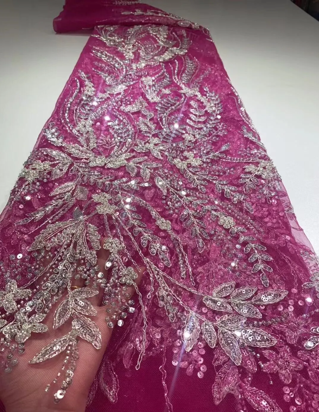 5 YARDS / 20 COLORS / Éden Beaded Embroidery Glitter Mesh Lace  Party Prom Bridal Dress Fabric