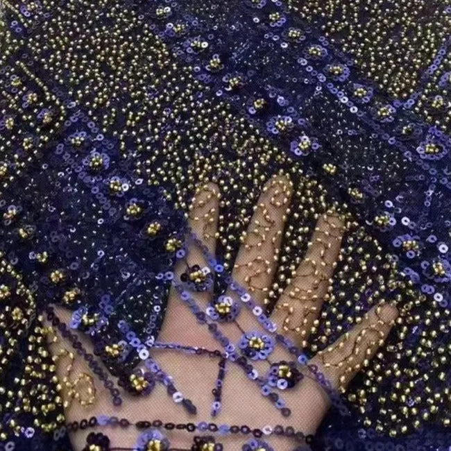 5 YARDS / 20 COLORS / Géraldine Abstract Beaded Embroidery Sequin Mesh Lace  Party Prom Bridal Dress Fabric