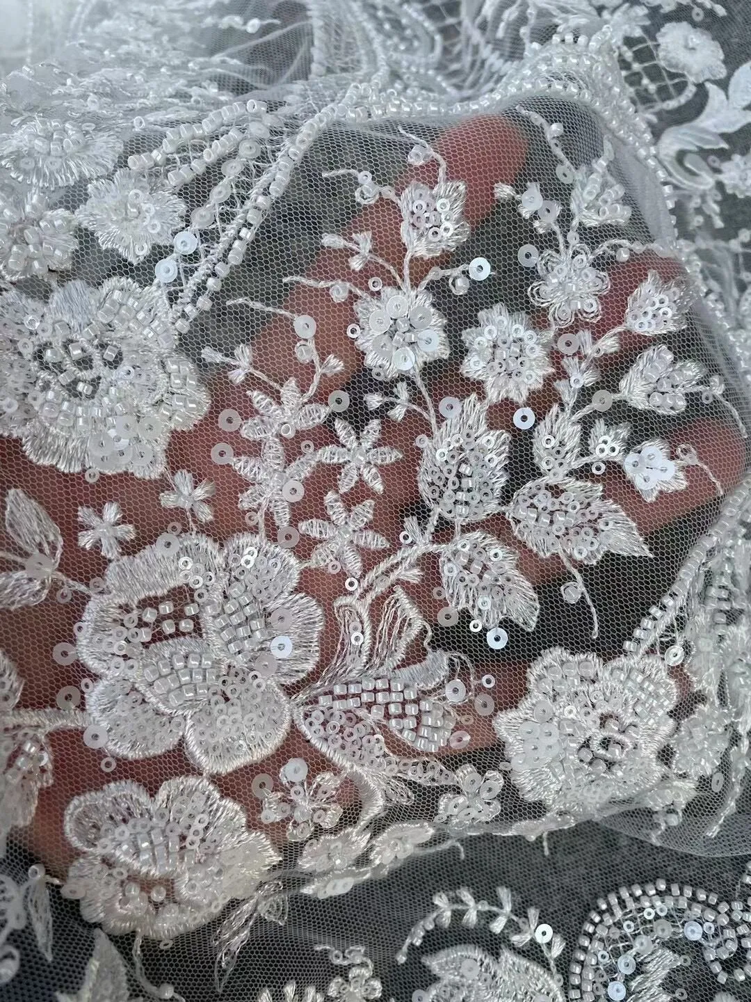 5 YARDS / 3 COLORS / Dayana Beaded Embroidery Glitter Mesh Lace  Party Prom Bridal Dress Fabric