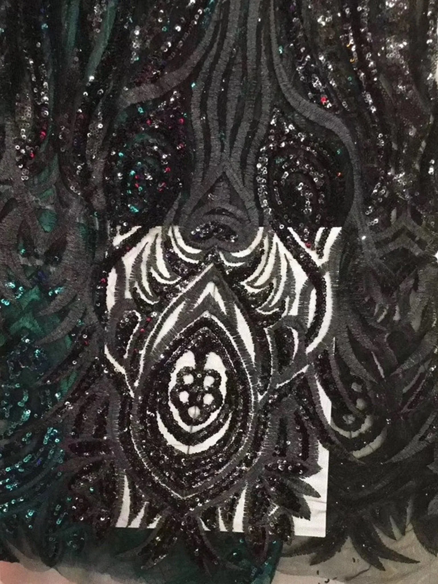 5 YARDS / 4 COLORS / Eloise Green Black Blue White Mermaid Glitter Sequin Embroidery Lace / Party Prom Bridal Dress Fabric