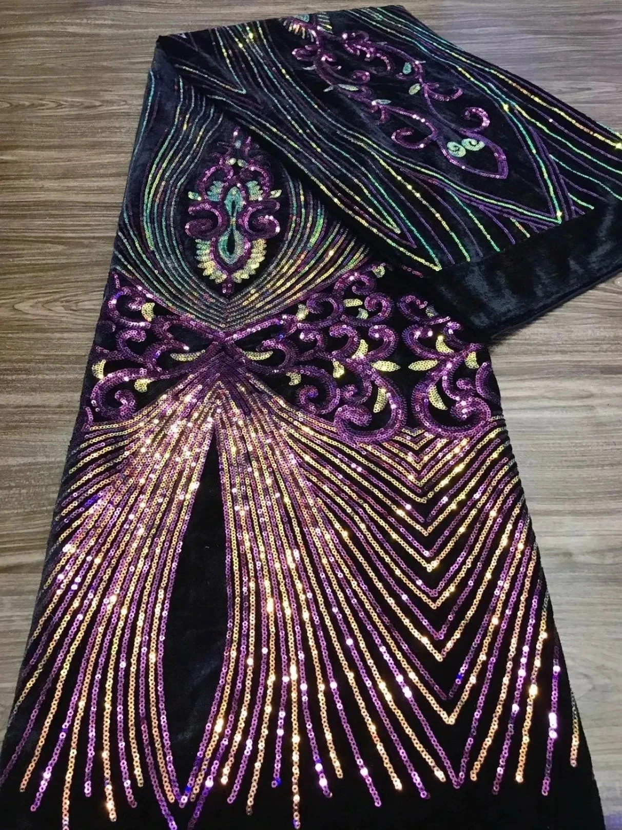 5 YARDS / 5 COLORS / Appoline Black Velvet Sequin Embroidery Tulle Mesh LaceParty Prom Bridal Dress Fabric