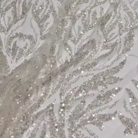 5 YARDS / 5 COLORS / Floral Beaded Embroidery Glitter Mesh Lace  Party Prom Bridal Dress Fabric